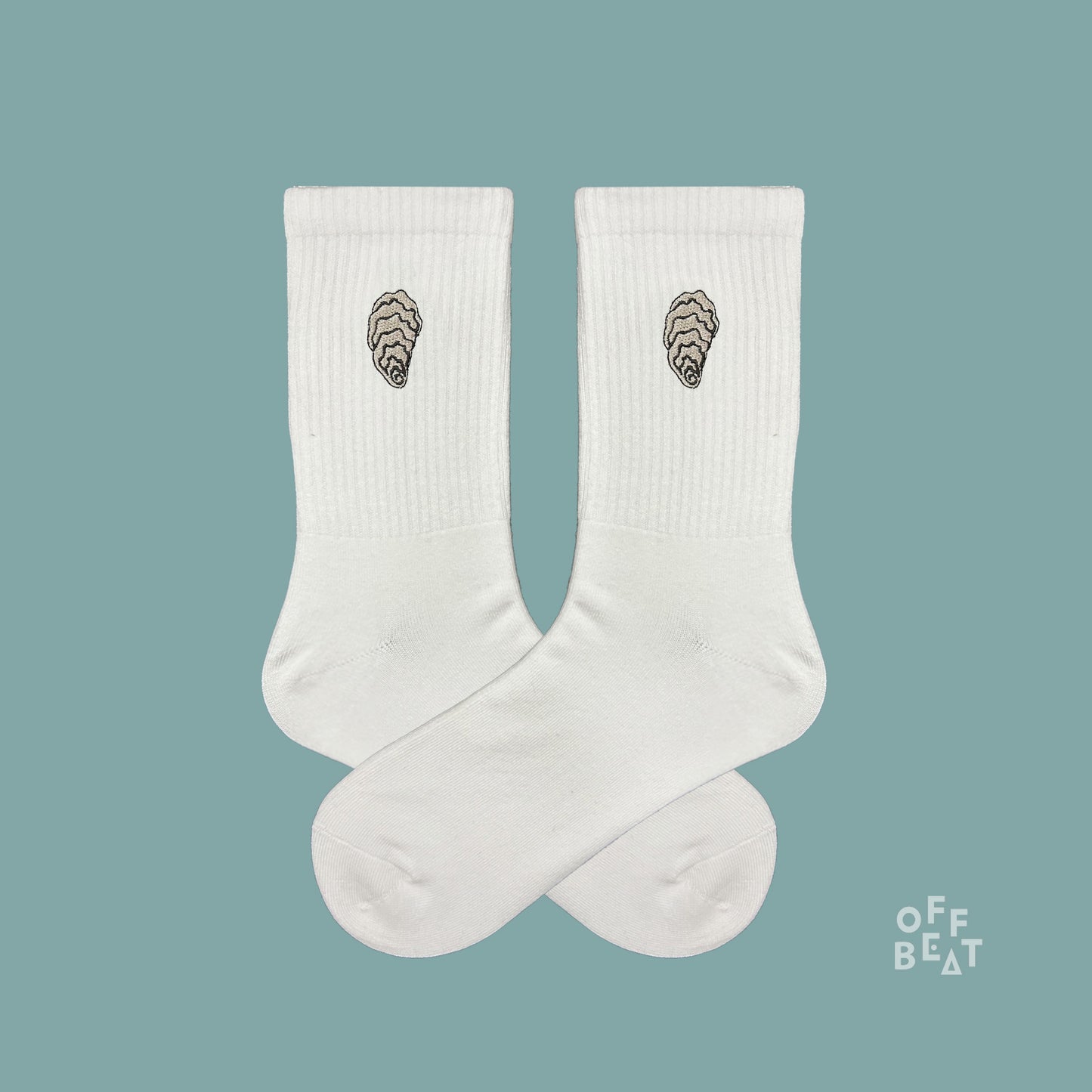 Embroidered Oyster socks
