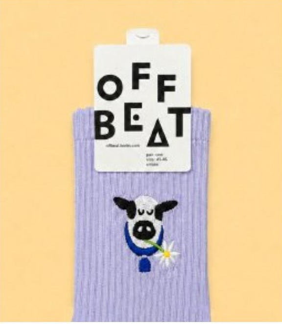 Embroidered Swiss Cow socks - detail