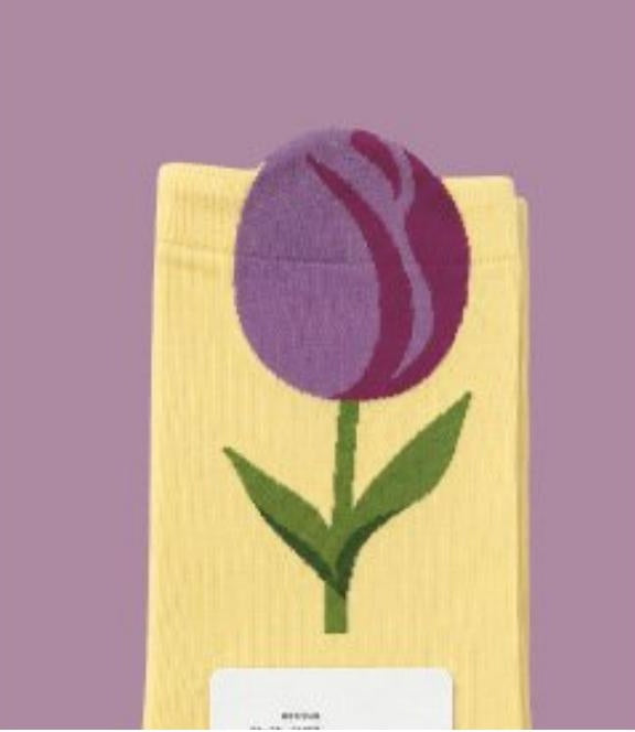Pop-out Purple Tulip socks - detail
