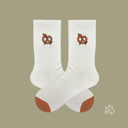 Embroidered Brezeldackel socks