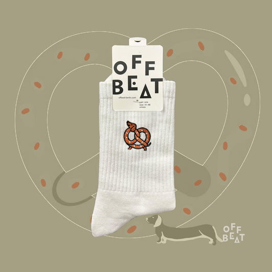 Embroidered Brezeldackel socks