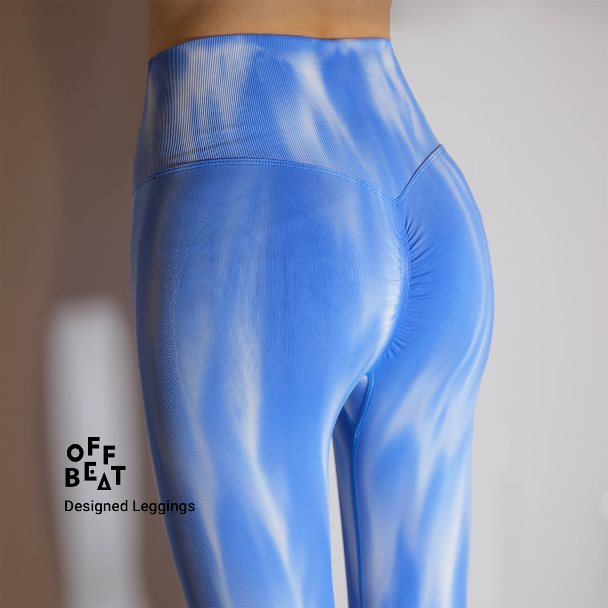 Sport/Yoga designed leggings from Offbeat, blue spectrum