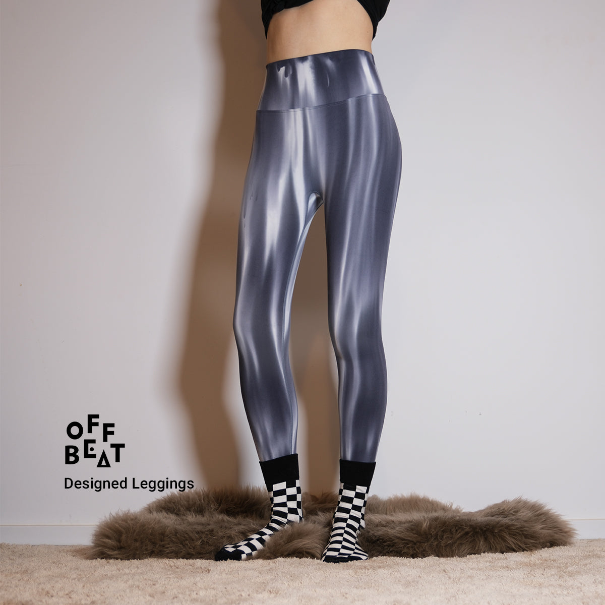 Sport/Yoga designed leggings from Offbeat, grey spectrum
