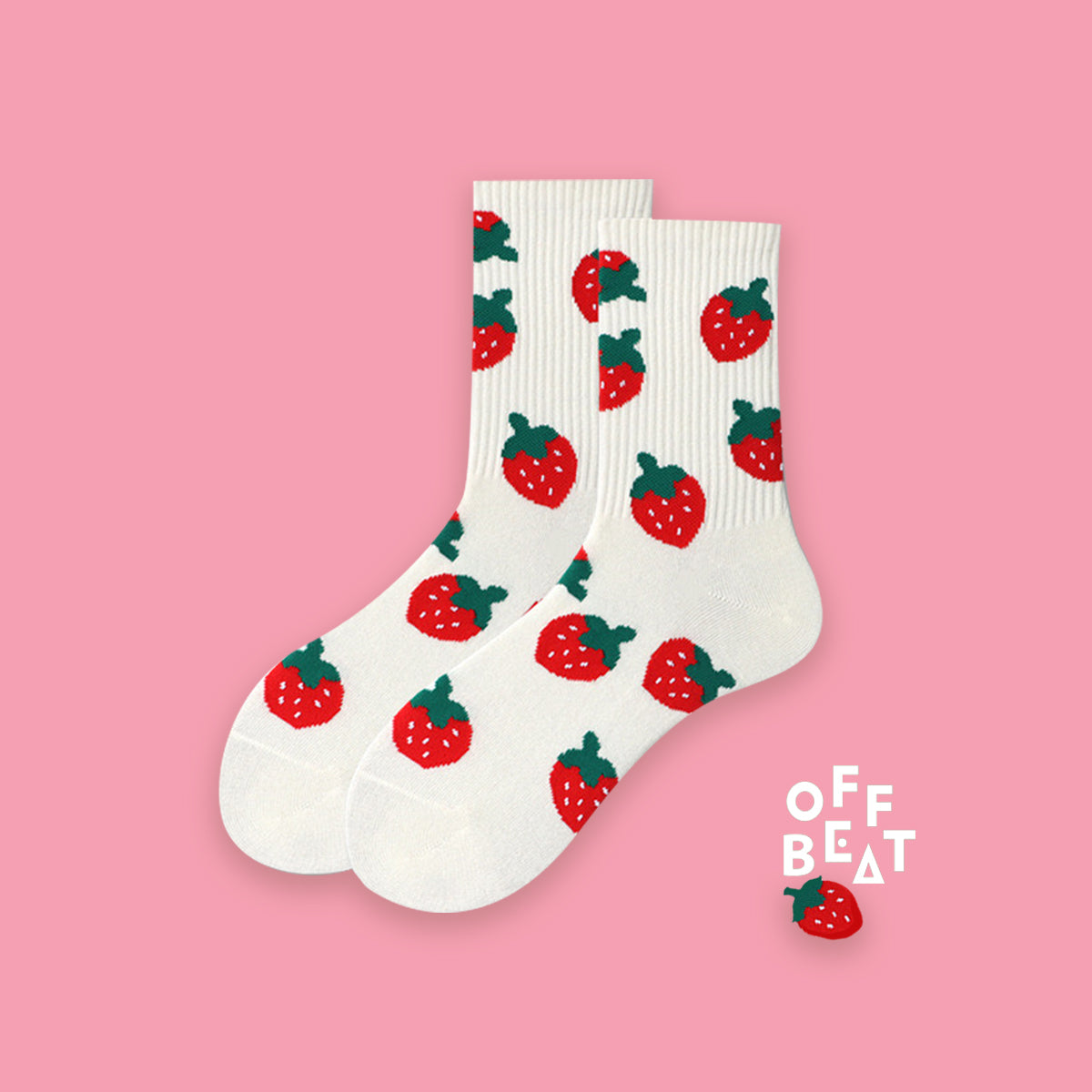 Strawberry sport socks, white