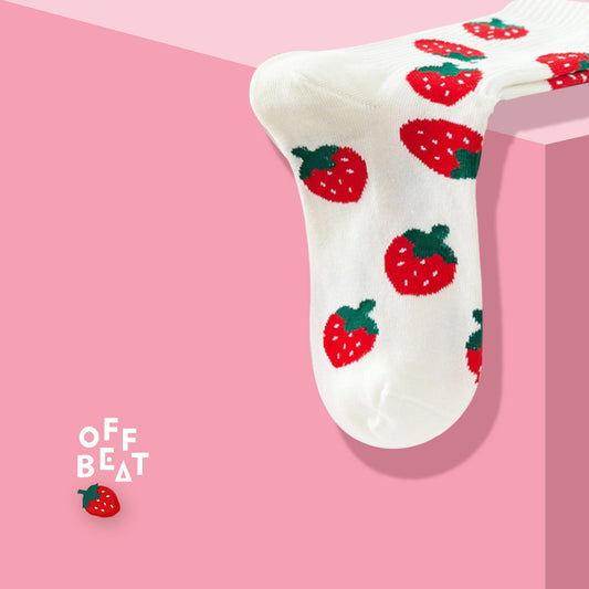 Strawberry sport socks, white