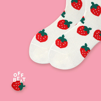 Strawberry sport socks, white