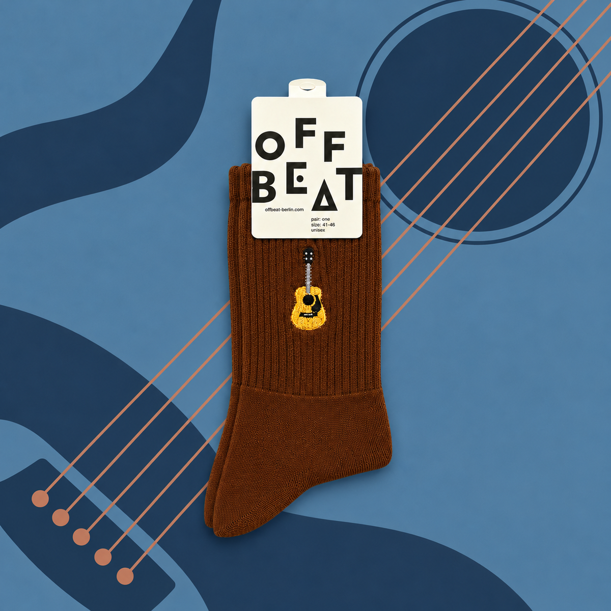 Offbeat embroidered Acoustic Guitar socks – music series