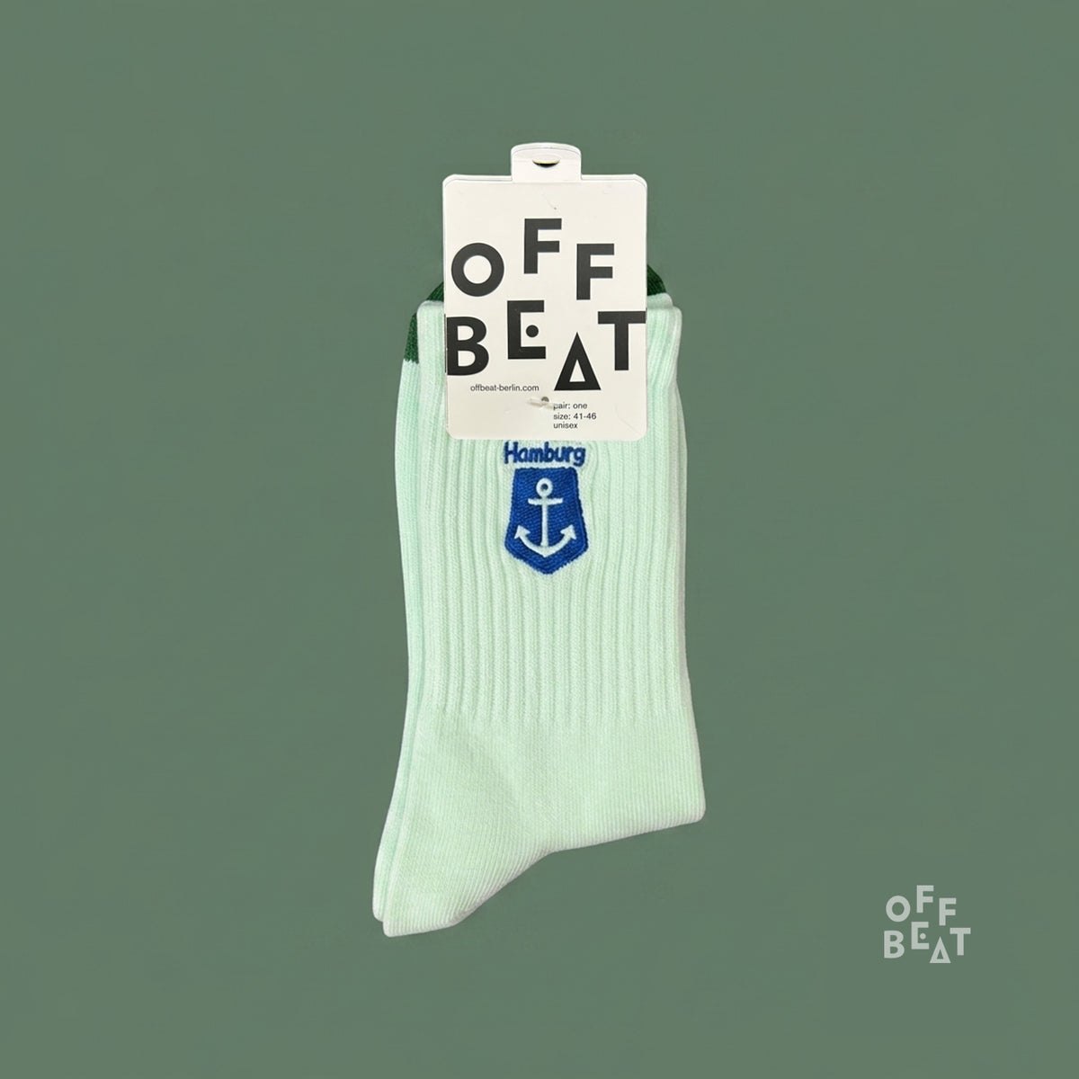 Embroidered Hamburg anchor socks with packaging