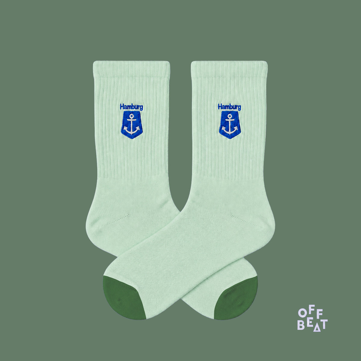 Embroidered Hamburg anchor socks, pair view