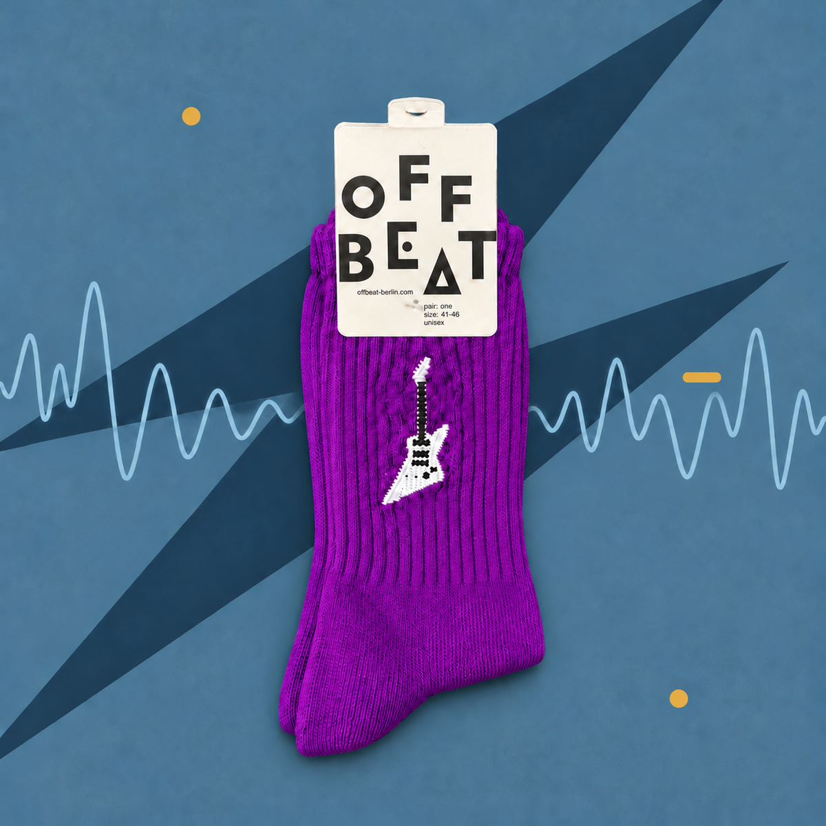 Offbeat embroidered Electric Guitar socks – music series