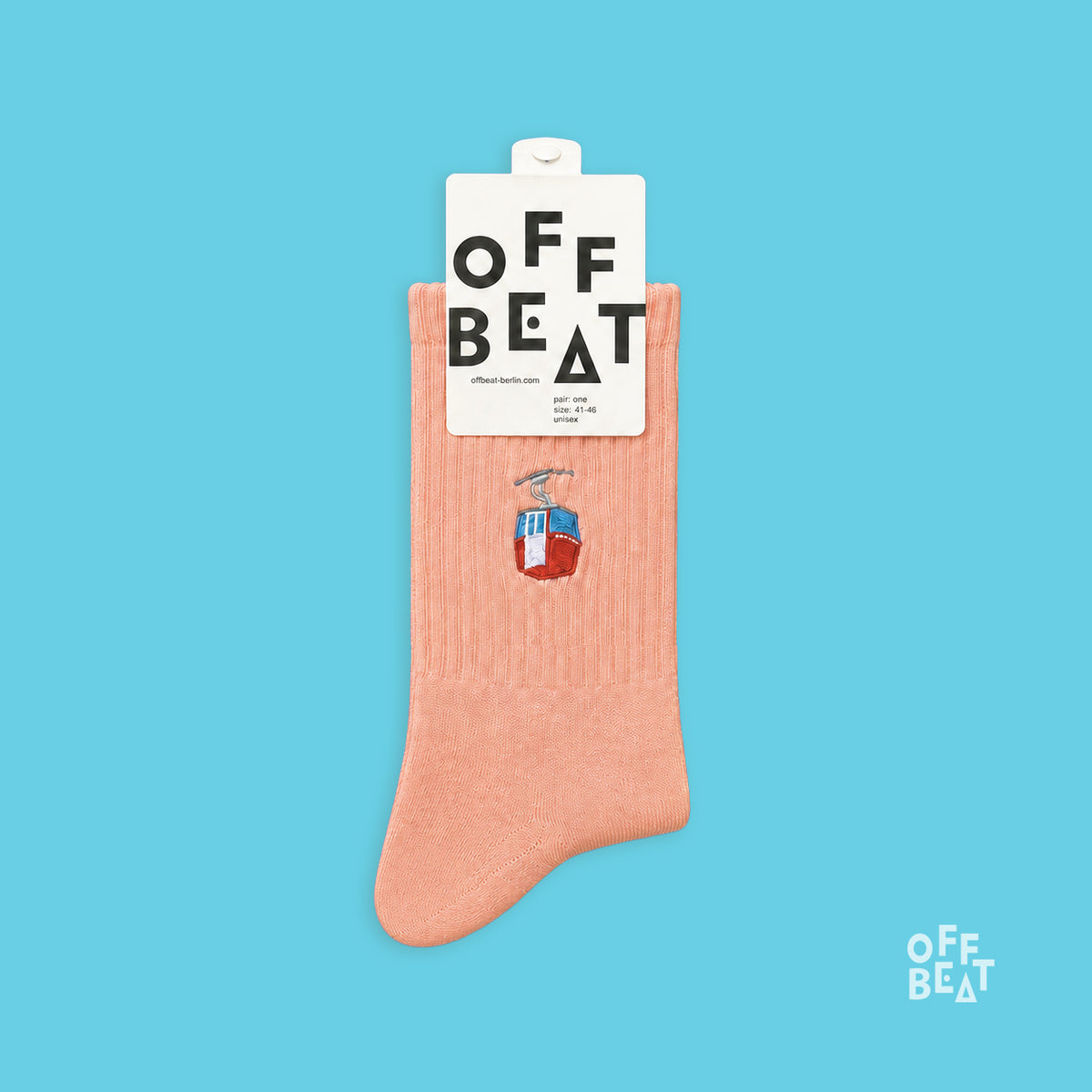 Embroidered Cable Car socks - front