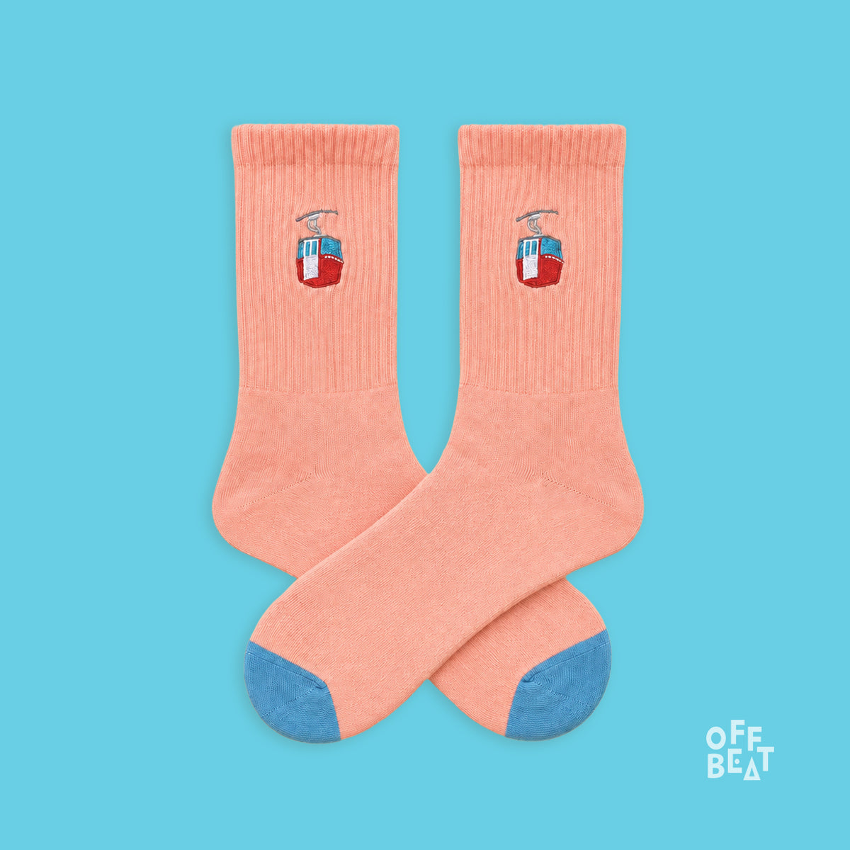 Embroidered Cable Car socks - pair