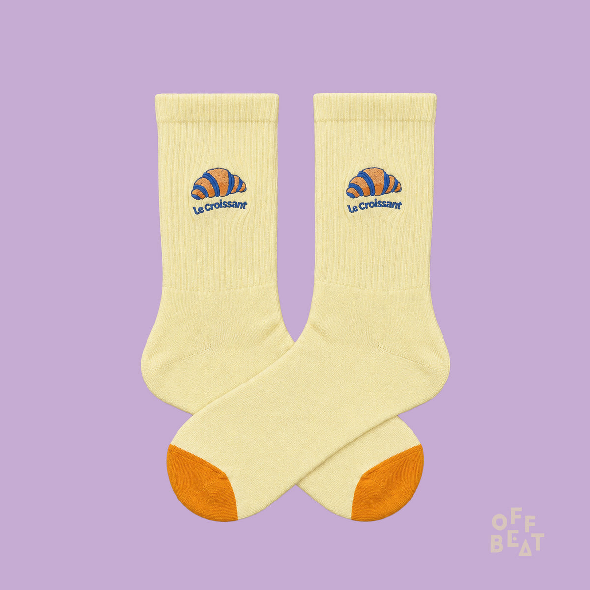 Embroidered Croissant socks - pair