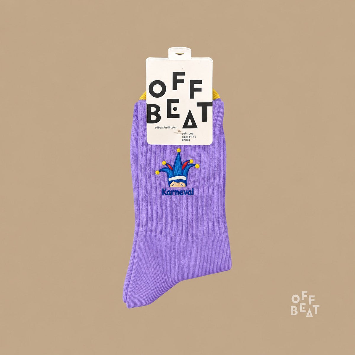 Embroidered Karneval socks — front view