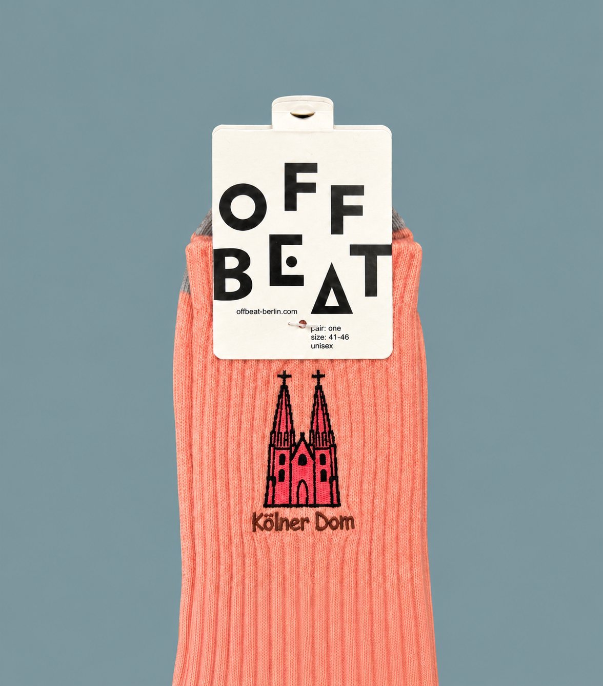 Embroidered Kölner Dom socks — embroidery detail