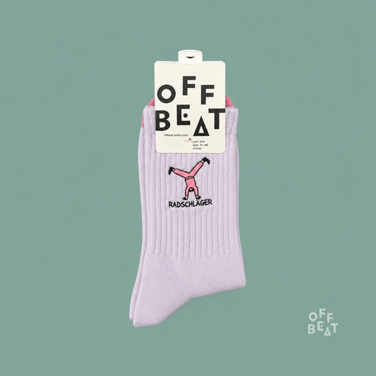 Embroidered Radschläger socks — front view