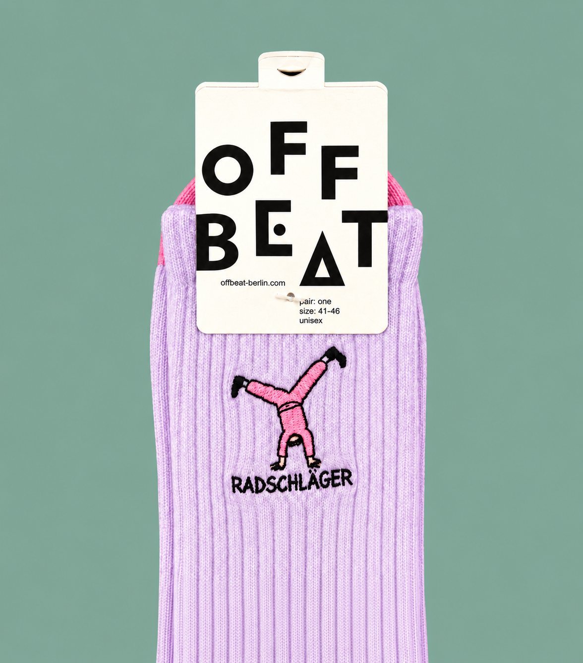 Embroidered Radschläger socks — embroidery detail