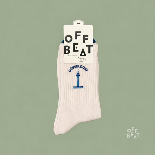 Embroidered Rheinturm socks — front view