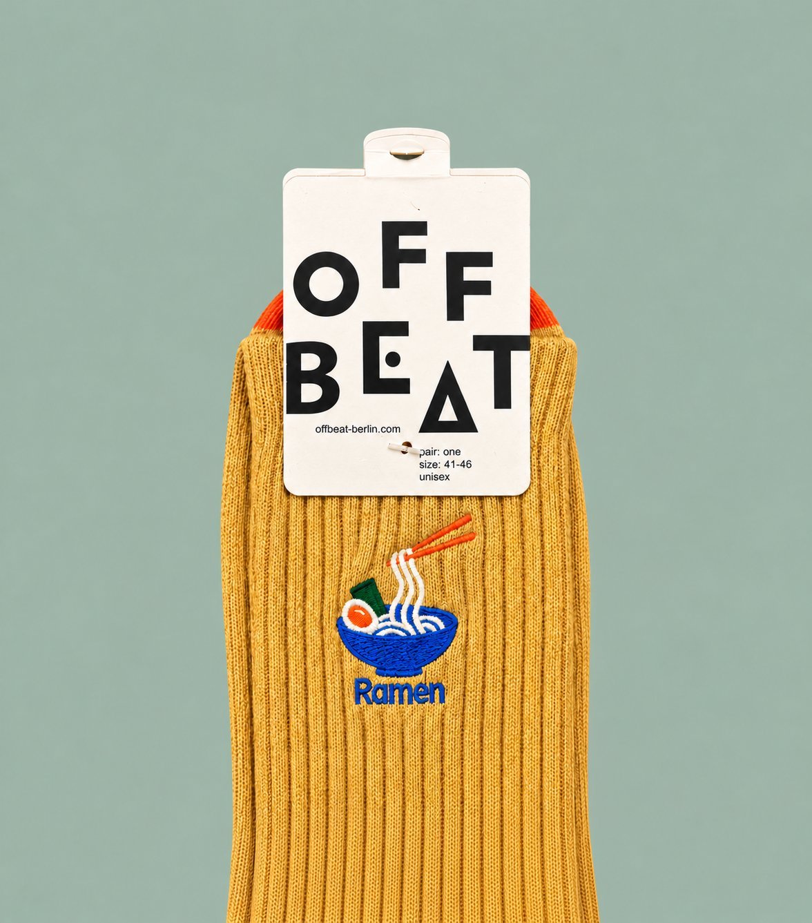 Embroidered Ramen socks — embroidery detail