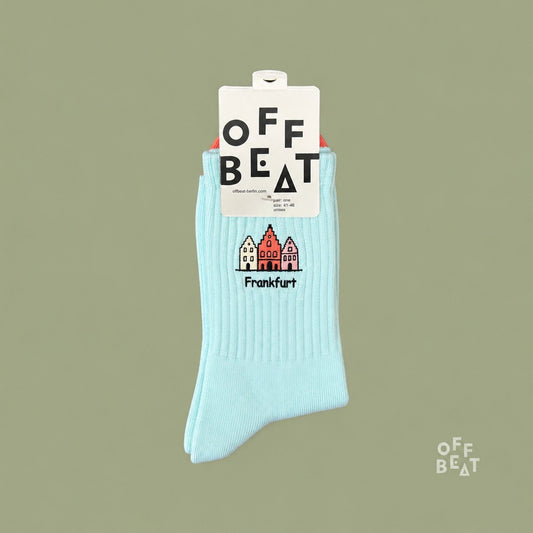Embroidered Römer socks — front view