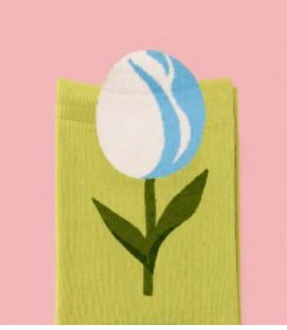 Pop-out White Tulip socks - detail