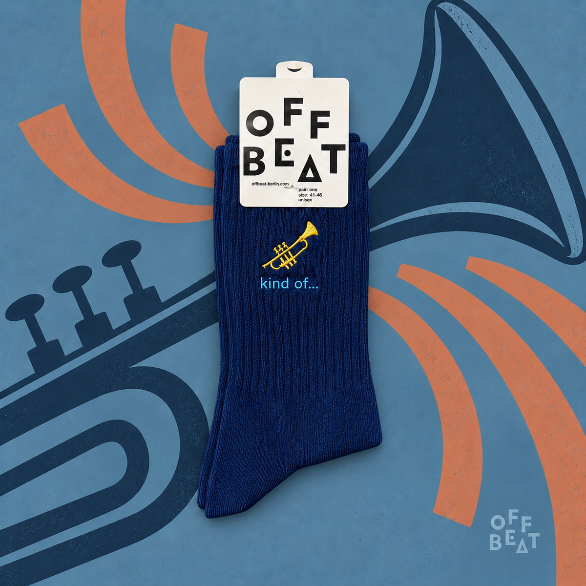 Offbeat embroidered Trumpet socks – music series